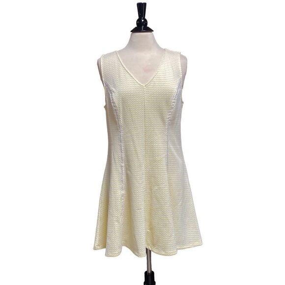 Paper Doll Yellow & White Sleeveless Fit & Flare Dress Size XL - Picture 1 of 6